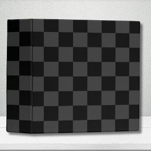 Classic Modern Black & Smoky Black Checkerboard 3 Ring Binder