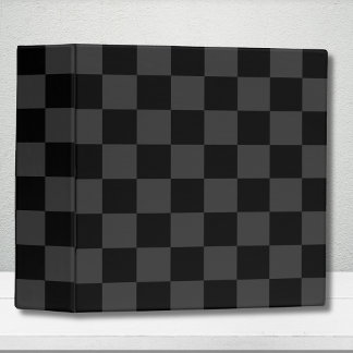 Classic Modern Black & Smoky Black Checkerboard  3 Ring Binder