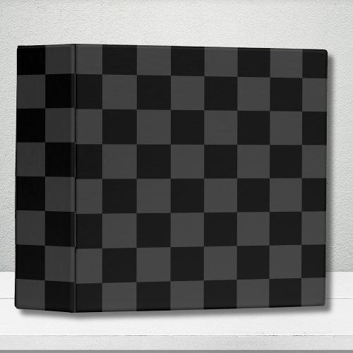 Classic Modern Black & Smoky Black Checkerboard  3 Ring Binder