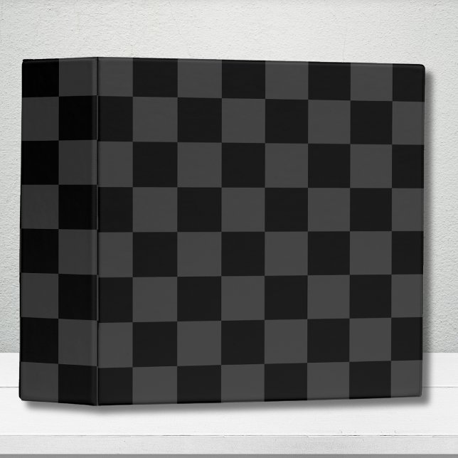 Classic Modern Black & Smoky Black Checkerboard  3 Ring Binder (Creator Uploaded)