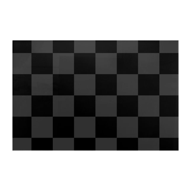 Classic Modern Black & Smoky Black Checkerboard  Acrylic Print (Front)