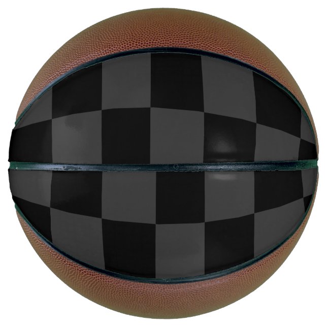 Classic Modern Black & Smoky Black Checkerboard  Basketball (Front)