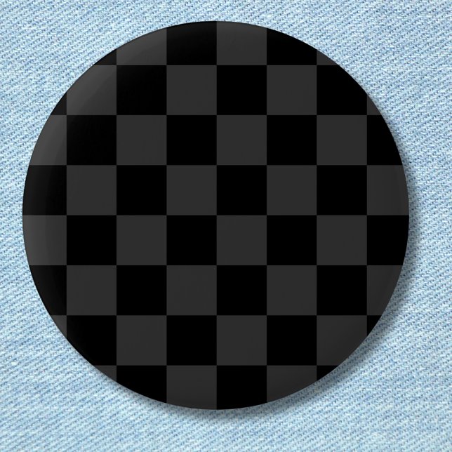 Classic Modern Black & Smoky Black Checkerboard  Button (Creator Uploaded)