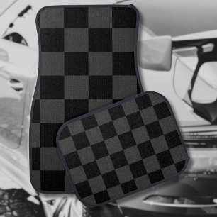 Classic Modern Black & Smoky Black Checkerboard  Car Floor Mat