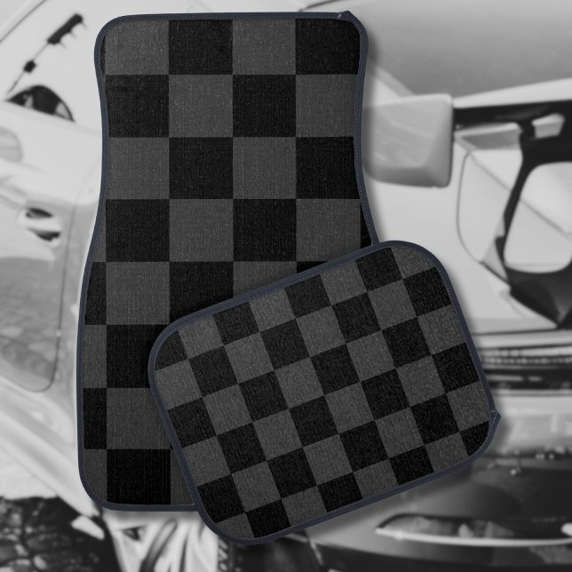 Classic Modern Black & Smoky Black Checkerboard  Car Floor Mat (Creator Uploaded)