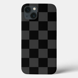 Classic Modern Black & Smoky Black Checkerboard  iPhone 13 Case