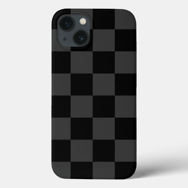 Classic Modern Black & Smoky Black Checkerboard  Case-Mate iPhone Case (Back)