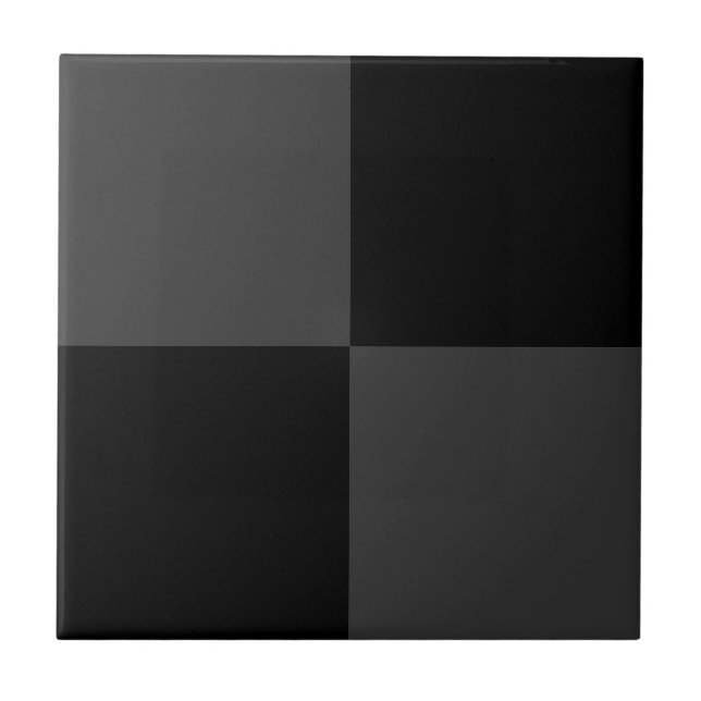 Classic Modern Black & Smoky Black Checkerboard  Ceramic Tile (Front)