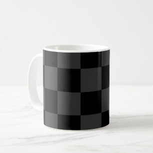 Classic Modern Black & Smoky Black Checkerboard  Coffee Mug