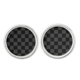 Classic Modern Black & Smoky Black Checkerboard Cufflinks