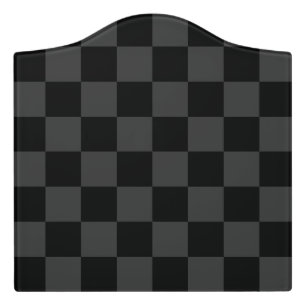 Classic Modern Black & Smoky Black Checkerboard Door Sign