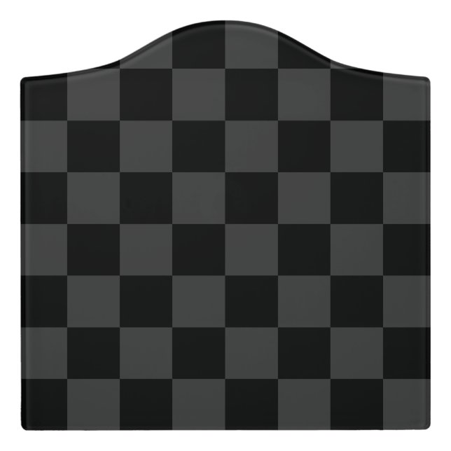 Classic Modern Black & Smoky Black Checkerboard  Door Sign (Large Crest Front)