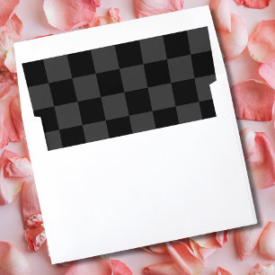 Classic Modern Black & Smoky Black Checkerboard  Envelope Liner