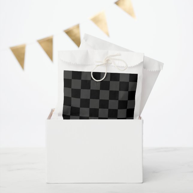 Classic Modern Black & Smoky Black Checkerboard  Favor Bag (Party)