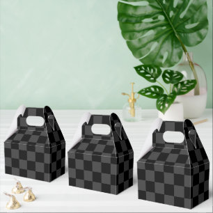 Classic Modern Black & Smoky Black Checkerboard  Favor Boxes