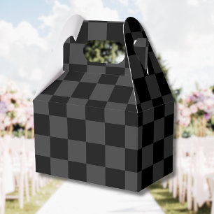 Classic Modern Black & Smoky Black Checkerboard Favor Boxes