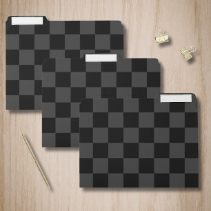 Classic Modern Black & Smoky Black Checkerboard  File Folder