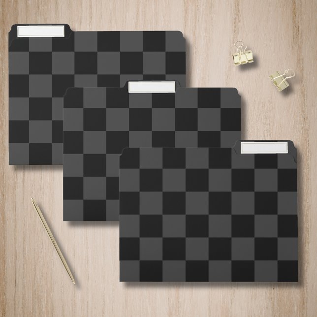 Classic Modern Black & Smoky Black Checkerboard  File Folder (Creator Uploaded)