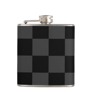 Classic Modern Black & Smoky Black Checkerboard  Flask