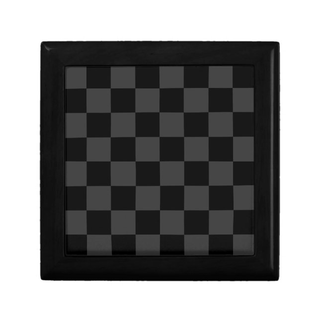 Classic Modern Black & Smoky Black Checkerboard  Gift Box (Front)
