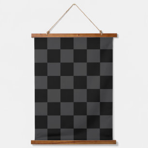 Classic Modern Black & Smoky Black Checkerboard Hanging Tapestry
