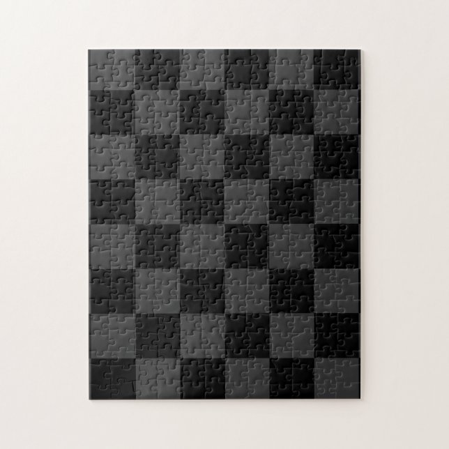 Classic Modern Black & Smoky Black Checkerboard  Jigsaw Puzzle (Vertical)