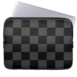 Classic Modern Black & Smoky Black Checkerboard  Laptop Sleeve