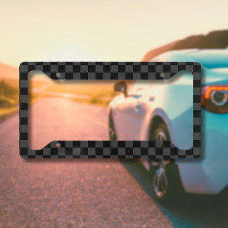 Classic Modern Black & Smoky Black Checkerboard  License Plate Frame