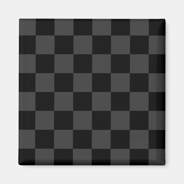 Classic Modern Black & Smoky Black Checkerboard  Magnet (Front)