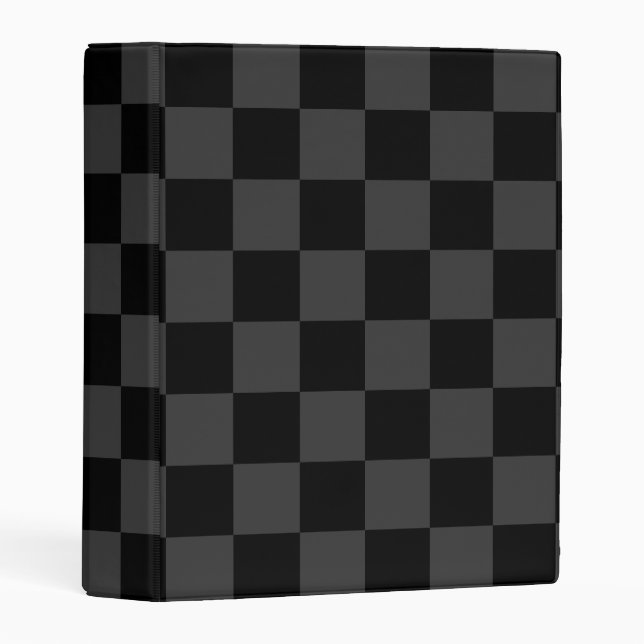 Classic Modern Black & Smoky Black Checkerboard  Mini Binder (Front/Spine)
