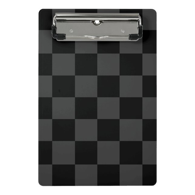 Classic Modern Black & Smoky Black Checkerboard  Mini Clipboard (Front)