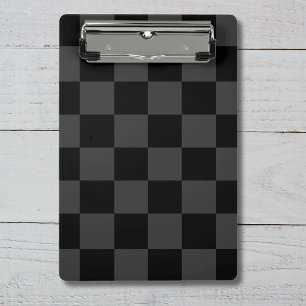 Classic Modern Black & Smoky Black Checkerboard  Mini Clipboard