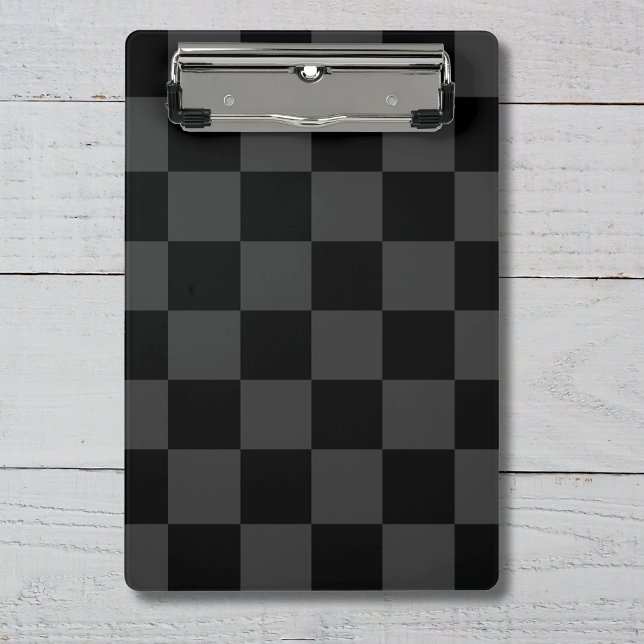 Classic Modern Black & Smoky Black Checkerboard  Mini Clipboard (Creator Uploaded)
