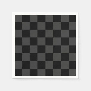 Classic Modern Black & Smoky Black Checkerboard Napkins