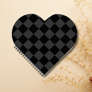 Classic Modern Black & Smoky Black Checkerboard Notebook