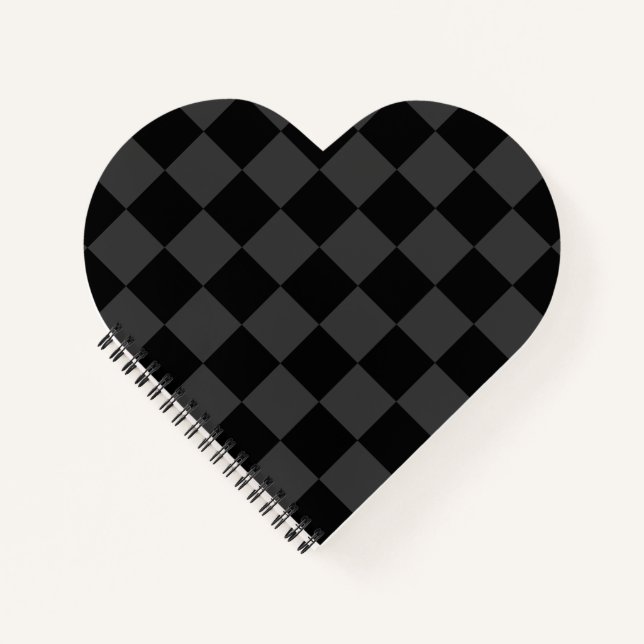 Classic Modern Black & Smoky Black Checkerboard  Notebook (Front)