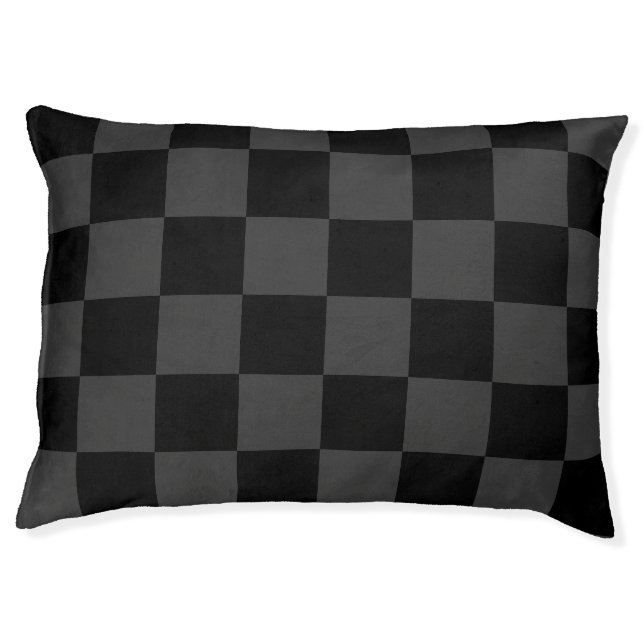 Classic Modern Black & Smoky Black Checkerboard  Pet Bed (Front)