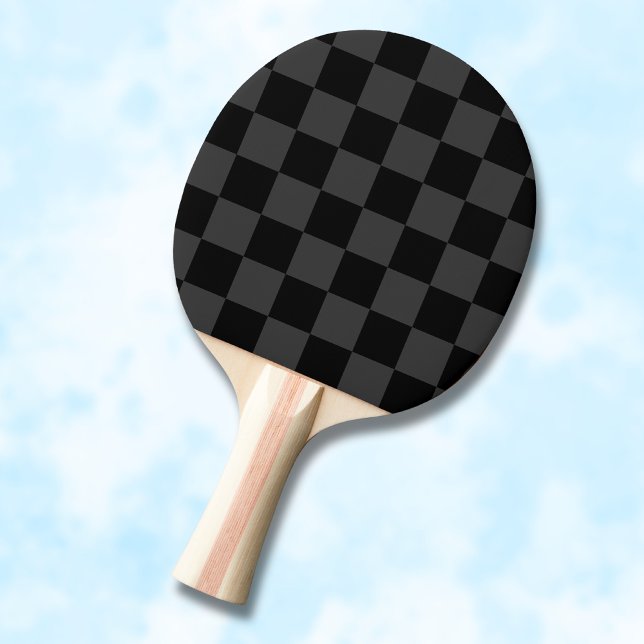 Classic Modern Black & Smoky Black Checkerboard  Ping Pong Paddle (Creator Uploaded)