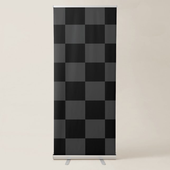 Classic Modern Black & Smoky Black Checkerboard  Retractable Banner (Front)