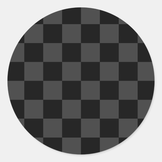 Classic Modern Black & Smoky Black Checkerboard  Round Sticker (Front)