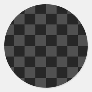 Classic Modern Black & Smoky Black Checkerboard  Round Sticker