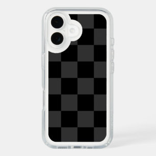 Classic Modern Black & Smoky Black Checkerboard  iPhone 16 Case