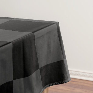 Classic Modern Black & Smoky Black Checkerboard Tablecloth