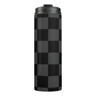 Classic Modern Black & Smoky Black Checkerboard  Thermal Tumbler