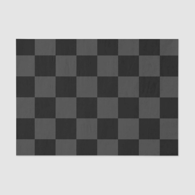Classic Modern Black & Smoky Black Checkerboard  Tissue Paper (Front)