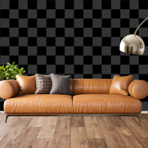 Classic Modern Black & Smoky Black Checkerboard Wallpaper