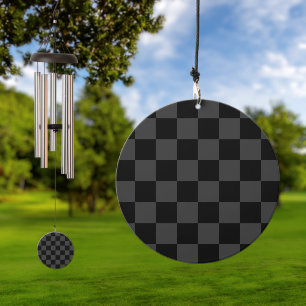 Classic Modern Black & Smoky Black Checkerboard Wind Chime