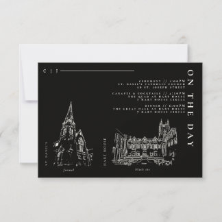 Classic Modern Black Wedding Details Program Card