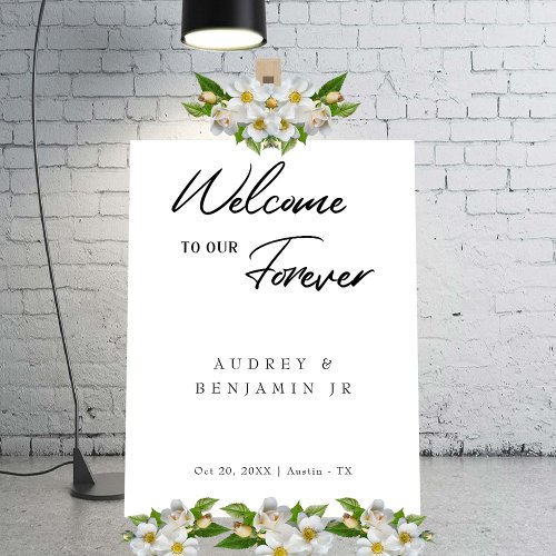 Classic Modern Black Wedding Welcome Sign on White
