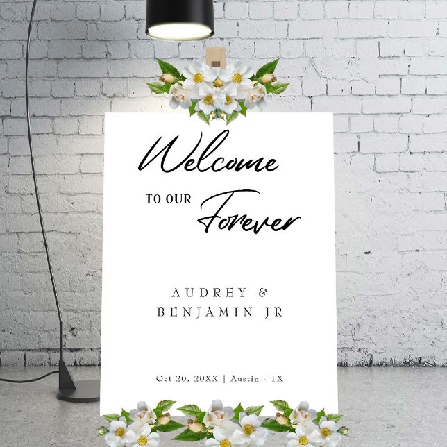 Classic Modern Black Wedding Welcome Sign on White (Classic Modern Black Wedding Welcome Sign on White)